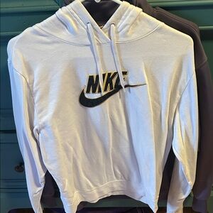 Nike White and Black cheetah Logo Hoodie